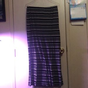 Black and white striped long skirt